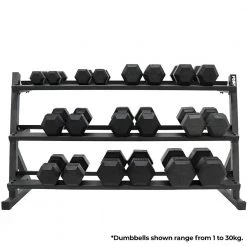 Force USA Strength 1-20kg Rubber Hex Dumbbell & 3 Tier Rack Package