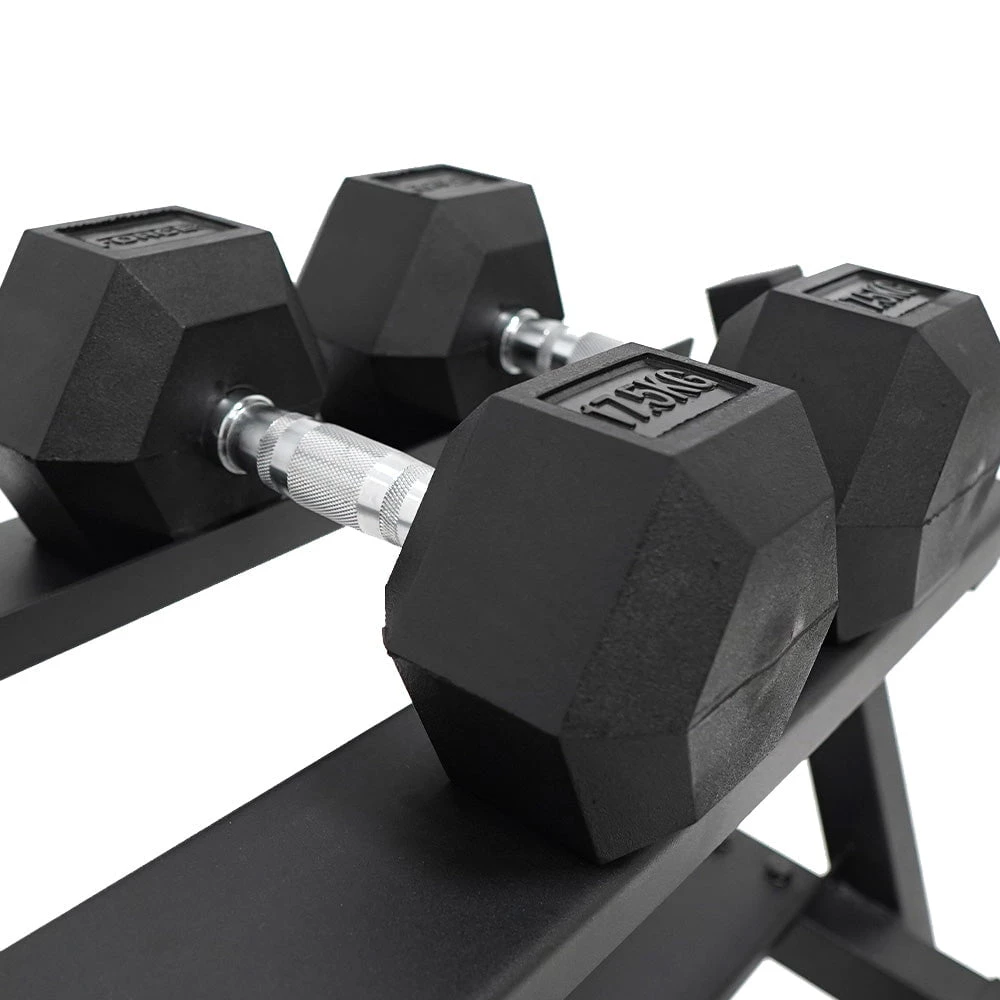 Force USA Strength 1-20kg Rubber Hex Dumbbell & 3 Tier Rack Package